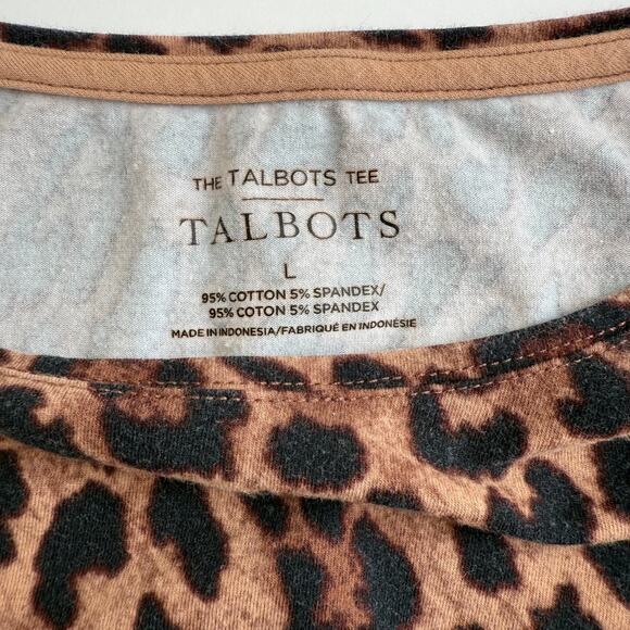 Lot of 2 The Talbots Tee Size L Long Sleeve Shirts Brown and Leopard Print - Picture 8 of 13